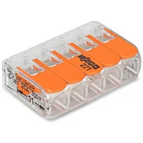   WAGO WAG221-415 vezetékösszekötő oldható 5P 0,2-4mm2 (tömör+sodrott vezetékhez)
